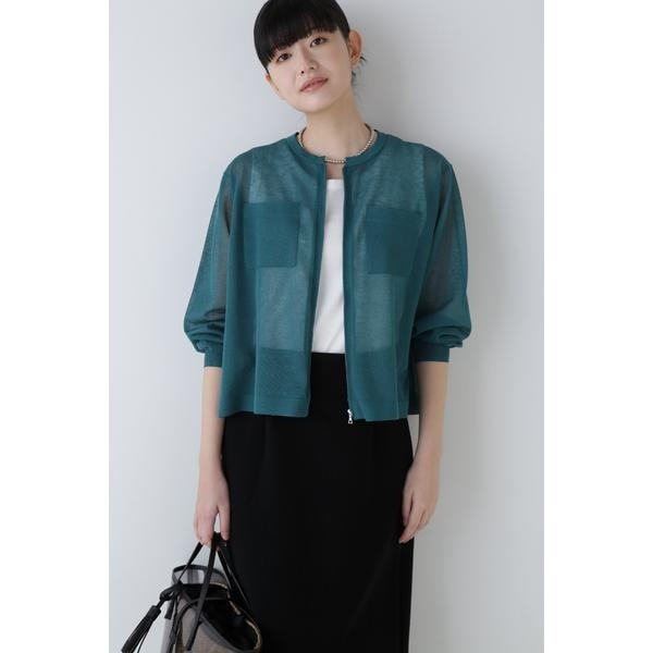 ヒューマンウーマン（human woman）/◆シアーハイゲージニットジップアップカーディガン