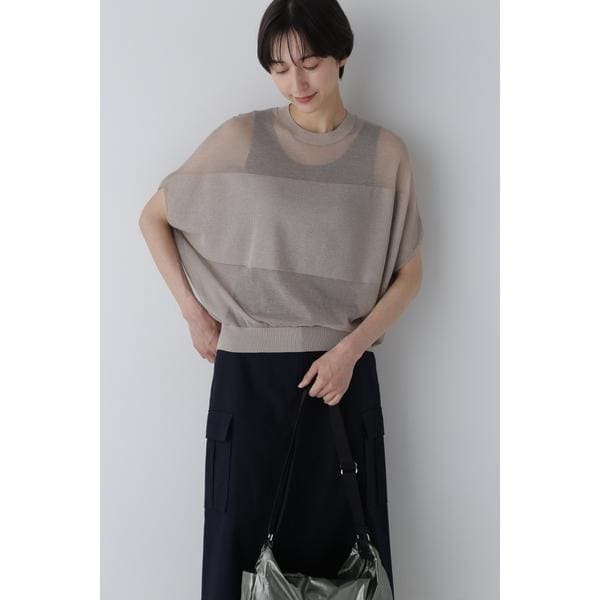 ヒューマンウーマン（human woman）/◆シアーパネルニットプルオーバー