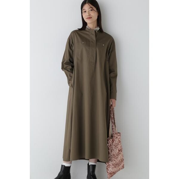 ヒューマンウーマン（human woman）/◆コットンサテンバンドカラーシャツワンピース