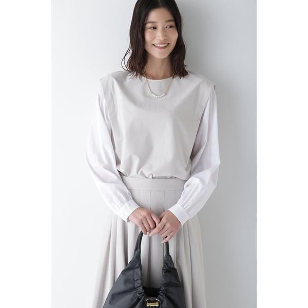 ヒューマンウーマン（human woman）/◆布帛ドッキングプレーティングジャージープルオーバー