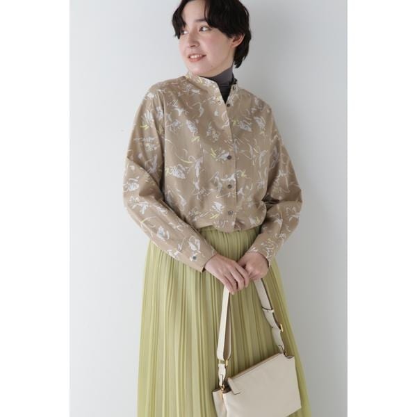 ヒューマンウーマン（human woman）/◆ペイントPTバンドカラーシャツブラウス