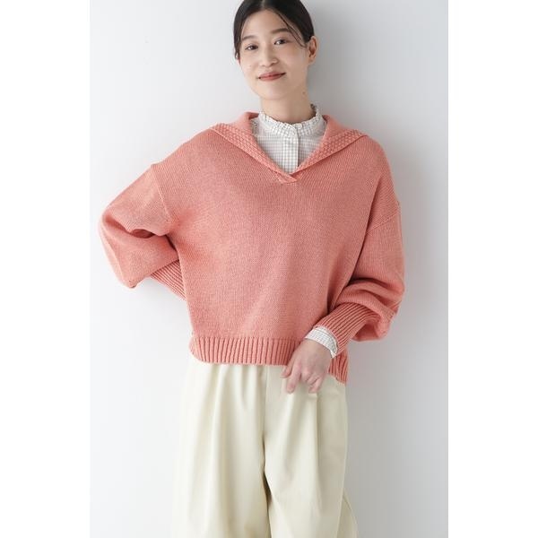 ヒューマンウーマン（human woman）/◆【ウォッシャブル】ギマコットンセーラーカラープルオーバー