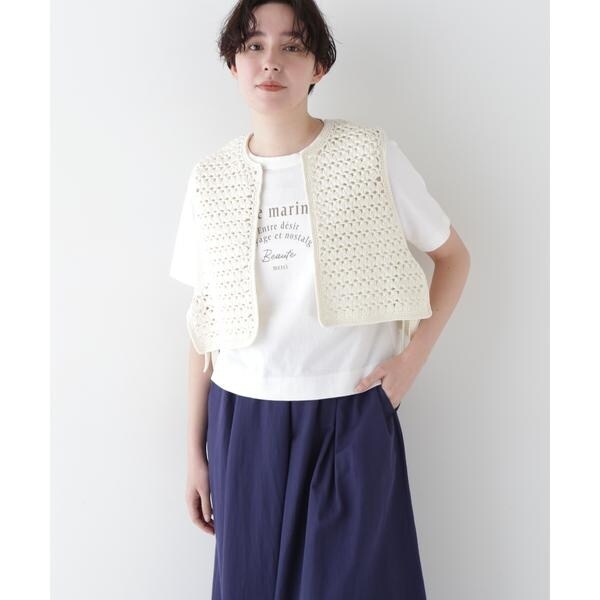 ヒューマンウーマン（human woman）/◆【ウォッシャブル】コットンクロシェベスト