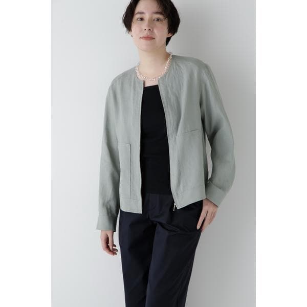 ヒューマンウーマン（human woman）/◆ハードマンリネンノーカラージップブルゾン