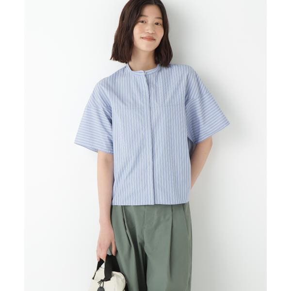 ヒューマンウーマン（human woman）/◆ストライプローン６分袖ブラウス
