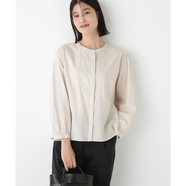 ヒューマンウーマン（human woman）/◆チューインローンブラウジングノーカラーシャツブラウス