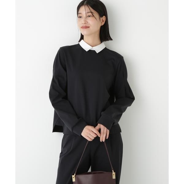 ヒューマンウーマン（human woman）/◆ストレッチポンチシャツカラードッキングプルオーバー