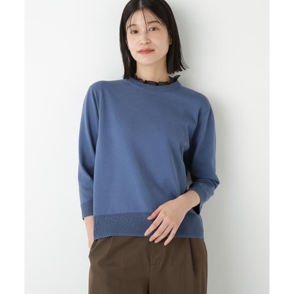 ヒューマンウーマン（human woman）/◆綿ポリエステル取外し衿付プルオーバー