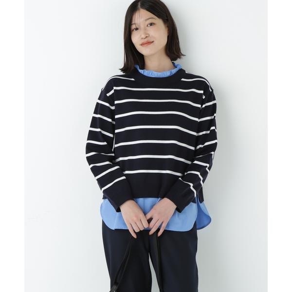 ヒューマンウーマン（human woman）/シャツ地ドッキングプルオーバー