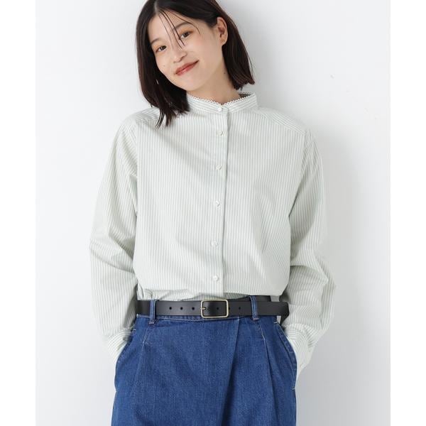 ヒューマンウーマン（human woman）/◆ドビーストライプレースカラーブラウス