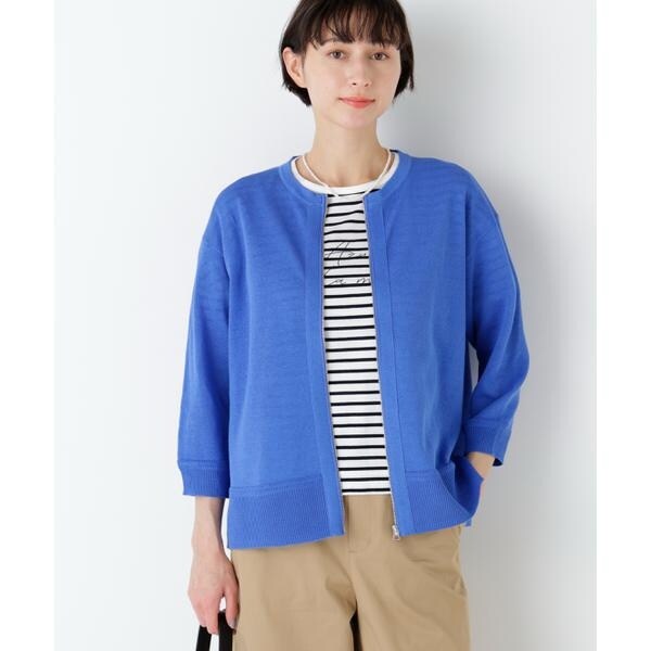 ヒューマンウーマン（human woman）/《名品 ／ 洗える ／ 4カラー展開》ハイゲージギマ　ジップアップクルー_3