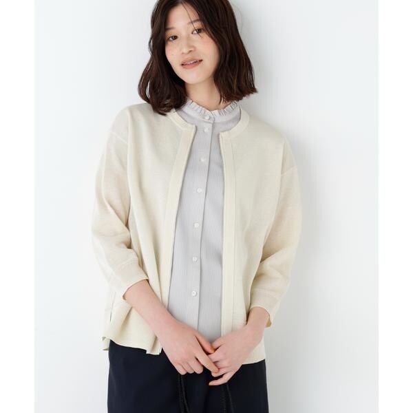 ヒューマンウーマン（human woman）/《名品 ／ 洗える ／ 4カラー展開》ハイゲージギマ　ジップアップクルー_5