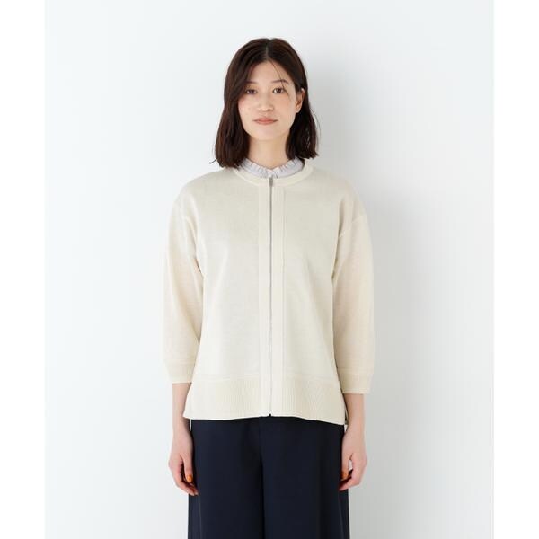 ヒューマンウーマン（human woman）/《名品 ／ 洗える ／ 4カラー展開》ハイゲージギマ　ジップアップクルー_7