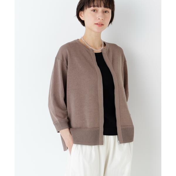 ヒューマンウーマン（human woman）/《名品 ／ 洗える ／ 4カラー展開》ハイゲージギマ　ジップアップクルー_15