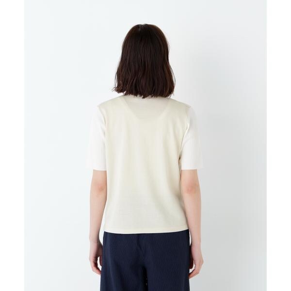 ヒューマンウーマン（human woman）/《洗える》麻混バイカラーヘンリーネックプルオーバー_7