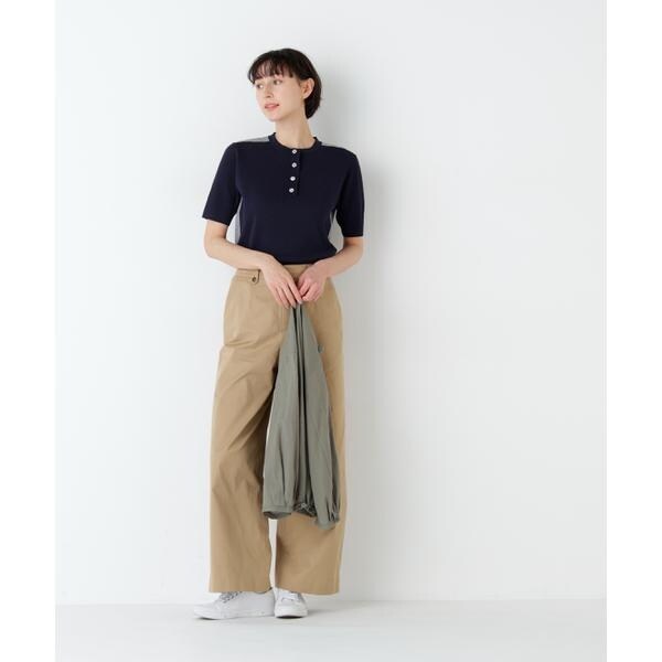 ヒューマンウーマン（human woman）/《洗える》麻混バイカラーヘンリーネックプルオーバー_12