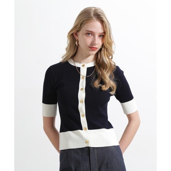ピンキー＆ダイアン（PINKY&DIANNE）/バイカラーリブ２ＷＡＹ５分袖ニット