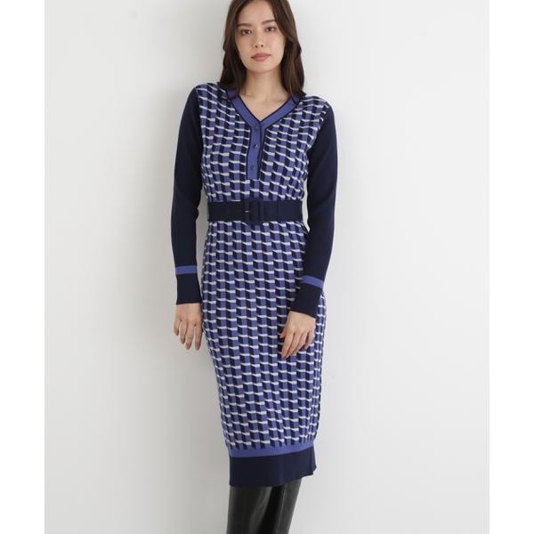 ピンキー＆ダイアン（PINKY&DIANNE）/◆ジオメトリックジャガードニットワンピース