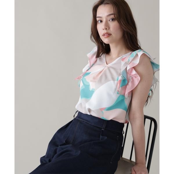 ピンキー＆ダイアン（PINKY&DIANNE）/シェードリーフプリントＶネックブラウス 18,469円