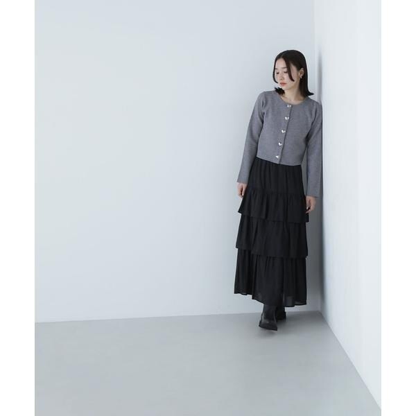 ナチュラルビューティーベーシック（NATURAL BEAUTY BASIC）/グロッシーティアードスカート　24AWの通販は