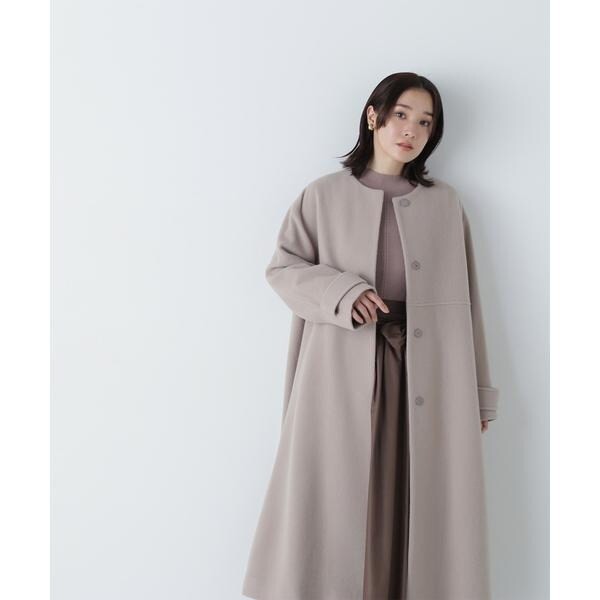 ナチュラルビューティーベーシック（NATURAL BEAUTY BASIC）/フォルムノーカラーロングコート　24AW