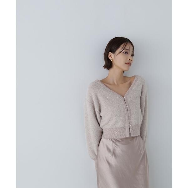 ナチュラルビューティーベーシック（NATURAL BEAUTY BASIC）/スパンコールショートカーディガン　24AW