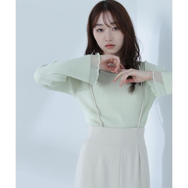 ナチュラルビューティーベーシック（NATURAL BEAUTY BASIC）/ボートネックシアーカフスニットの通販は 6,367円