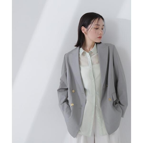 ナチュラルビューティーベーシック（NATURAL BEAUTY BASIC）/リネンライクダブルブレストボクシージャケット