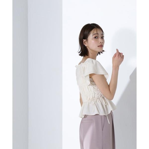 【新品】NATURAL BEAUTY BASICレースアップシャーリングブラウス NATURAL BEAUTY BASIC｜レースアップシャーリングブラウス