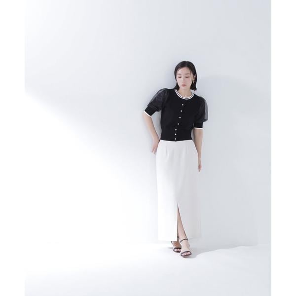 ナチュラルビューティーベーシック（NATURAL BEAUTY BASIC）/バイカラーオーガンスリーブカーディガン_4