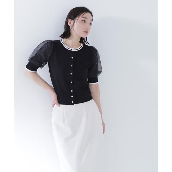 ナチュラルビューティーベーシック（NATURAL BEAUTY BASIC）/バイカラーオーガンスリーブカーディガン_7