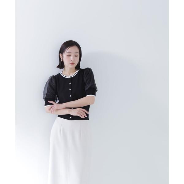 ナチュラルビューティーベーシック（NATURAL BEAUTY BASIC）/バイカラーオーガンスリーブカーディガン_9
