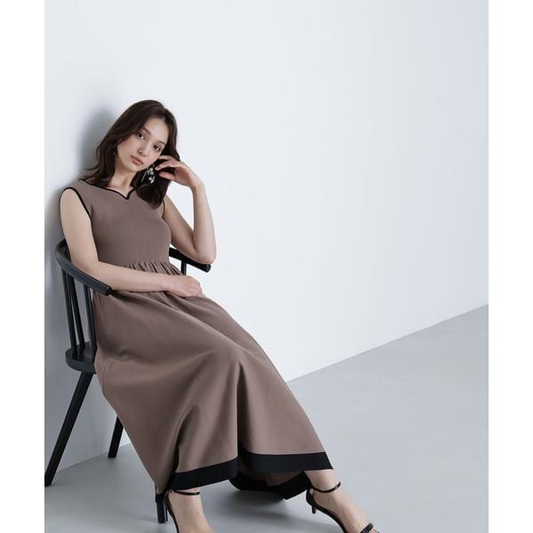 ナチュラルビューティーベーシック（NATURAL BEAUTY BASIC）/バイカラーニュアンスネックニットワンピース