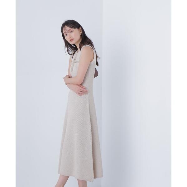 NATURAL BEAUTY BASIC フリンジツイードニットワンピース NATURAL BEAUTY BASIC｜フリンジツイードニットワンピース