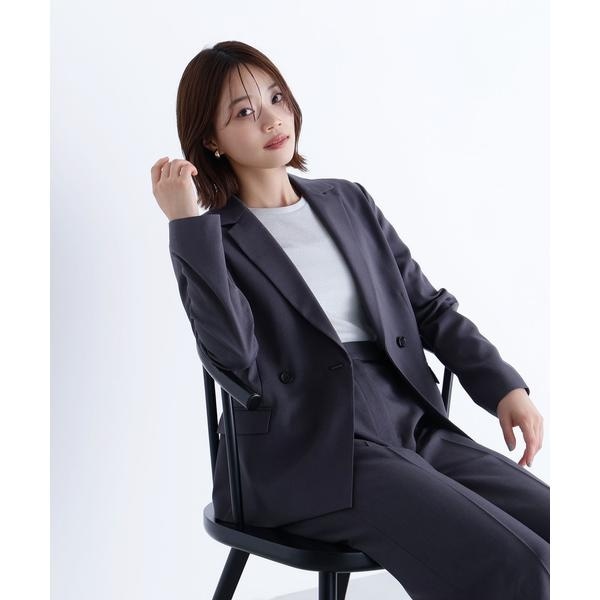 ナチュラルビューティーベーシック（NATURAL BEAUTY BASIC）/パウダリーツイルセットアップシリーズ　ダブルテーラードジャケット