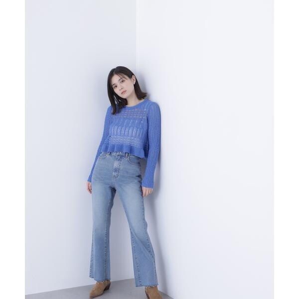 ナチュラルビューティーベーシック（NATURAL BEAUTY BASIC）/ハイライズフレアデニムパンツ