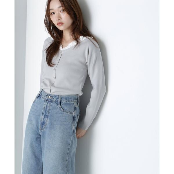 ナチュラルビューティーベーシック（NATURAL BEAUTY BASIC）/フリルトリムドッキングニット