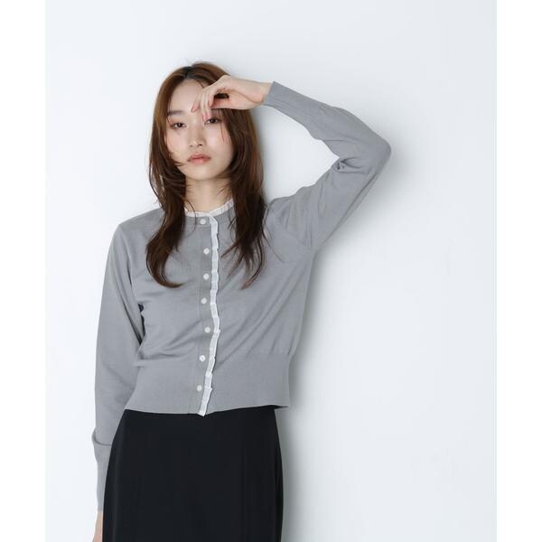 ナチュラルビューティーベーシック（NATURAL BEAUTY BASIC）/フリルトリムカーディガン