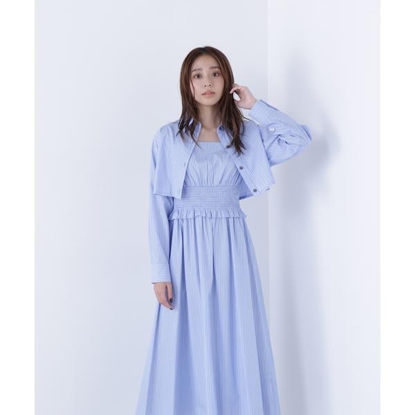 ナチュラルビューティーベーシック（NATURAL BEAUTY BASIC）/レイヤードマルチストライプワンピース