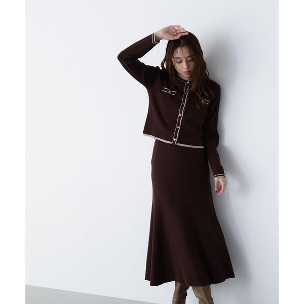 ナチュラルビューティーベーシック（NATURAL BEAUTY BASIC）/バイカラーニットカーデ＆スカート