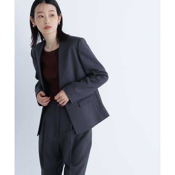 ナチュラルビューティーベーシック（NATURAL BEAUTY BASIC）/ウーステッドライクツイル SETUP ノーカラージャケット