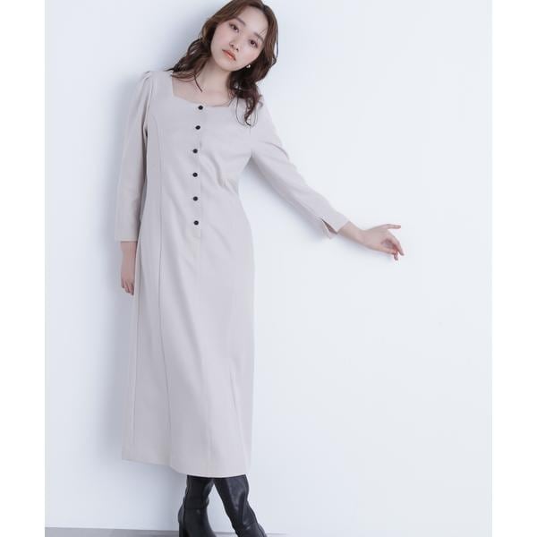 ナチュラルビューティーベーシック（NATURAL BEAUTY BASIC）/バイカラーボタンナローワンピース