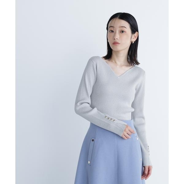 ナチュラルビューティーベーシック（NATURAL BEAUTY BASIC）/ニュアンスネックラメリブニット