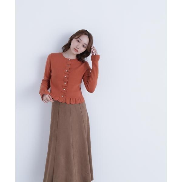 ナチュラルビューティーベーシック（NATURAL BEAUTY BASIC）/メタルボタンフリルカーディガン