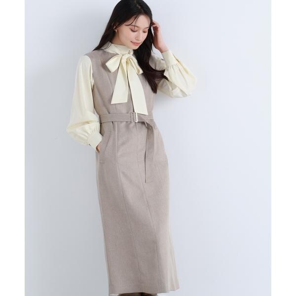 ナチュラルビューティーベーシック（NATURAL BEAUTY BASIC）/キーネックベルテッドジャンスカ