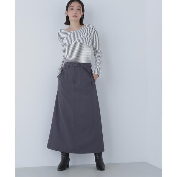 ナチュラルビューティーベーシック（NATURAL BEAUTY BASIC）/ベルテッドセミフレアロングスカート