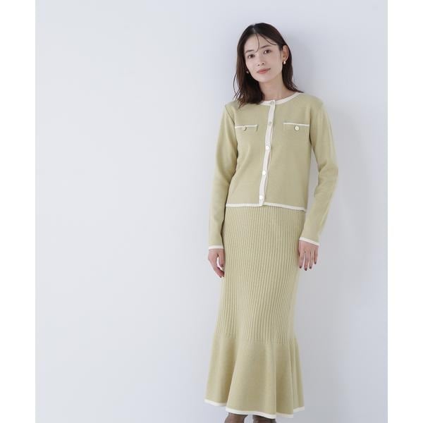 ナチュラルビューティーベーシック（NATURAL BEAUTY BASIC）/バイカラーニットジャケット＆スカート