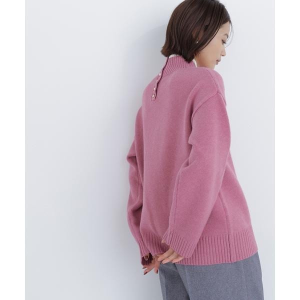 ナチュラルビューティーベーシック（NATURAL BEAUTY BASIC）/バックボタンタートルニット