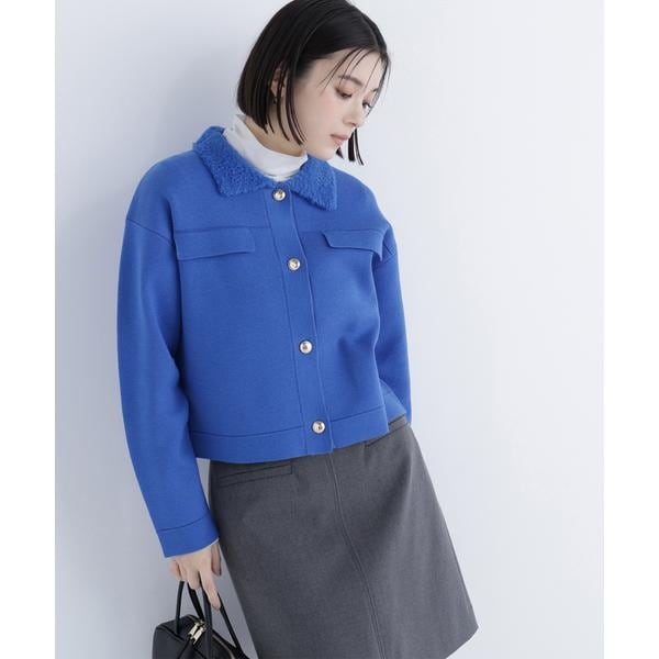 ナチュラルビューティーベーシック（NATURAL BEAUTY BASIC）/ループカラーニットジャケット