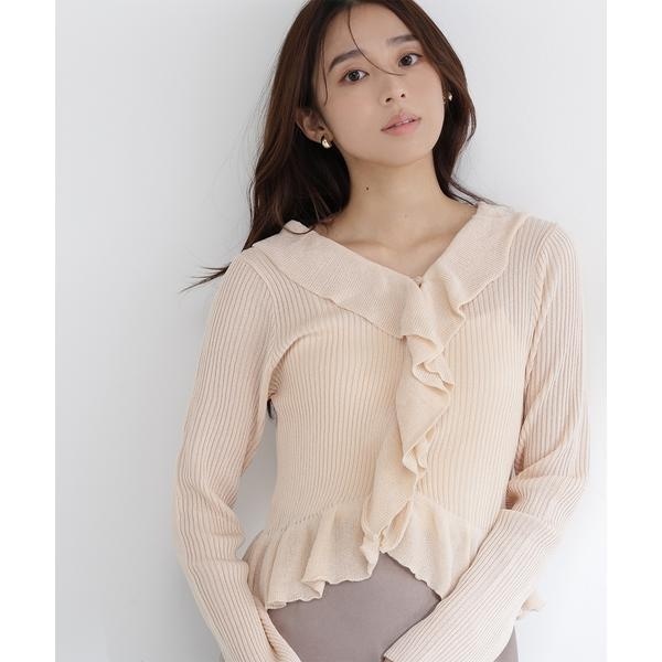 ナチュラルビューティーベーシック（NATURAL BEAUTY BASIC）/フリルトリムカーディガン